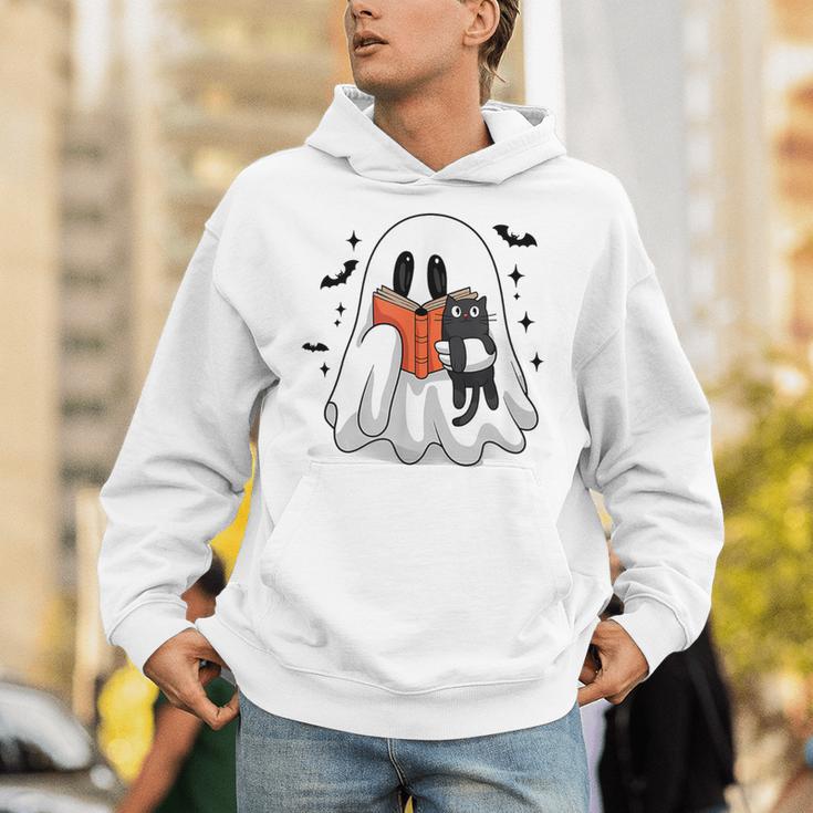 Cute Halloween Ghost Reading Book Unisex Hoodie
