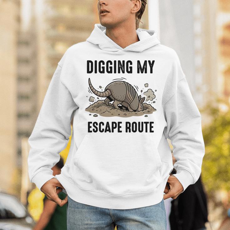 Digging My Escape Route Armadillo Introvert Humor Unisex Hoodie Digging My Escape Route Armadillo Introvert Humor Unisex Hoodie