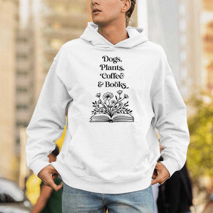 Dogs Plants Coffee Books Book Lover Dog Lover Reading Unisex Hoodie