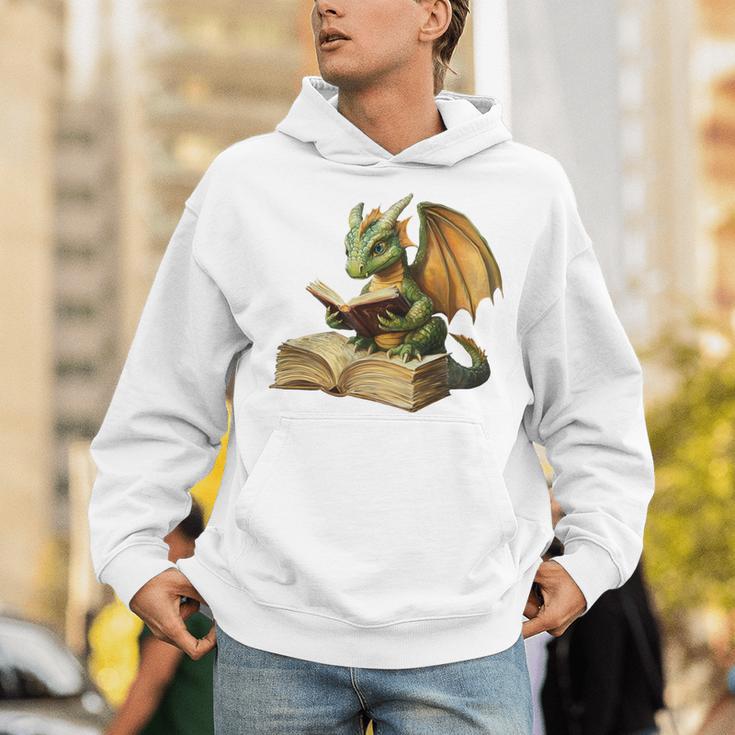 Dragon Bookworm Reading Book Graphic Unisex Hoodie