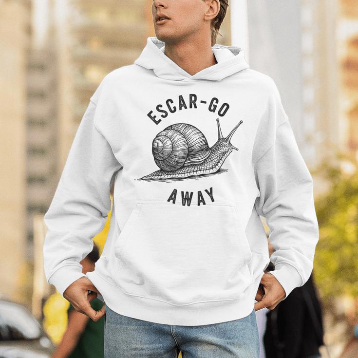 Escar Go Away Snail Vintage French Pun Introvert Humor Unisex Hoodie