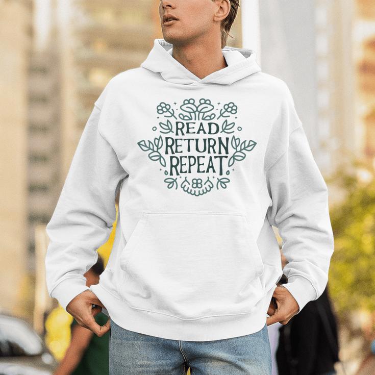 Floral “Read Return Repeat” Book Lovers Readers Librarians Unisex Hoodie
