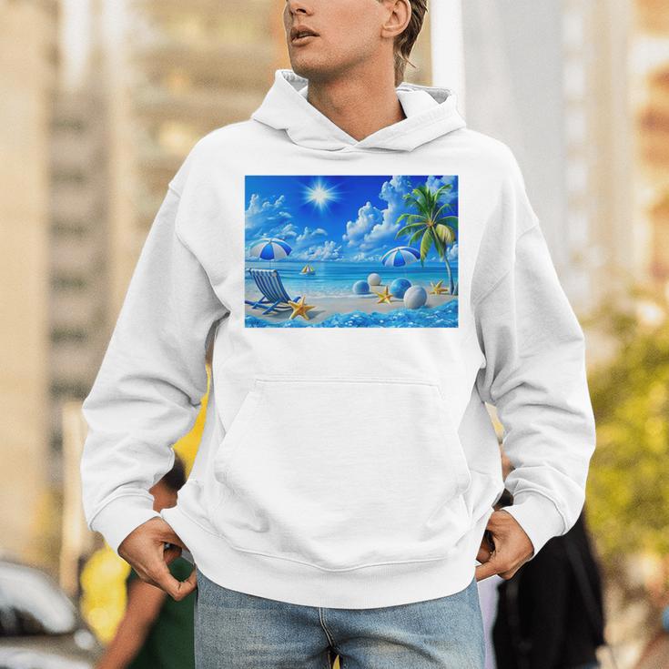 Frutiger Aero Beach Y2k Aesthetic Palm Tree Sand Ocean Premium Unisex Hoodie