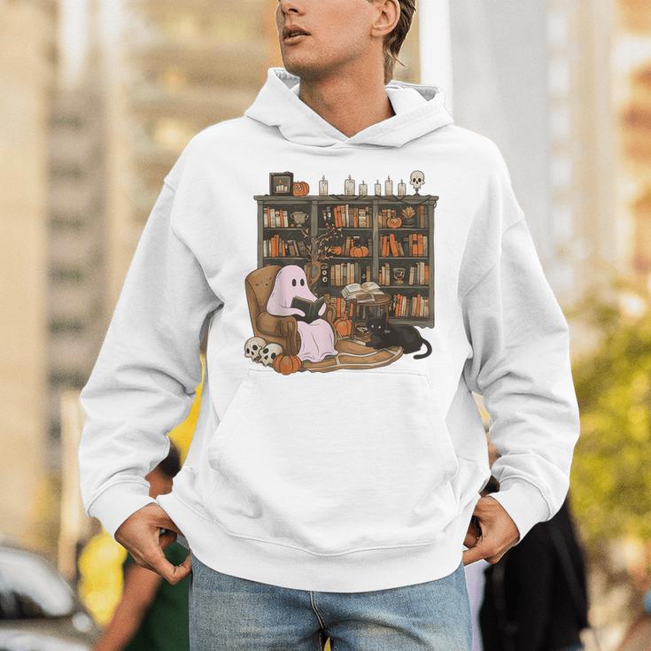 Ghost Reading Book Cat Lover Halloween Reading Enthusiast Unisex Hoodie Ghost Reading Book Cat Lover Halloween Reading Enthusiast Unisex Hoodie