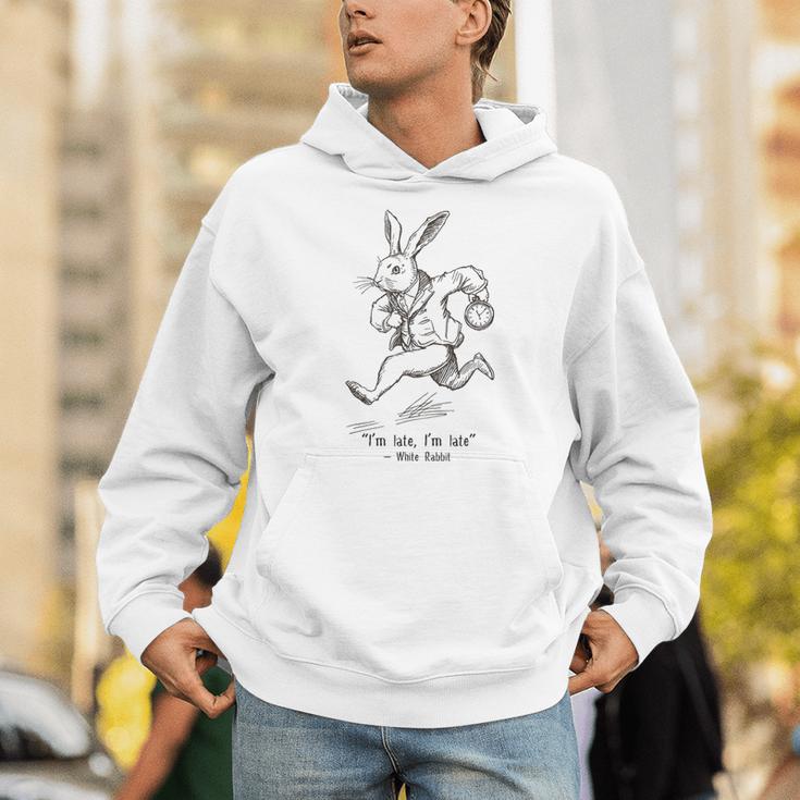 I'm Late I'm Late Rabbit From Alice Wonderland Book Unisex Hoodie I'm Late I'm Late Rabbit From Alice Wonderland Book Unisex Hoodie