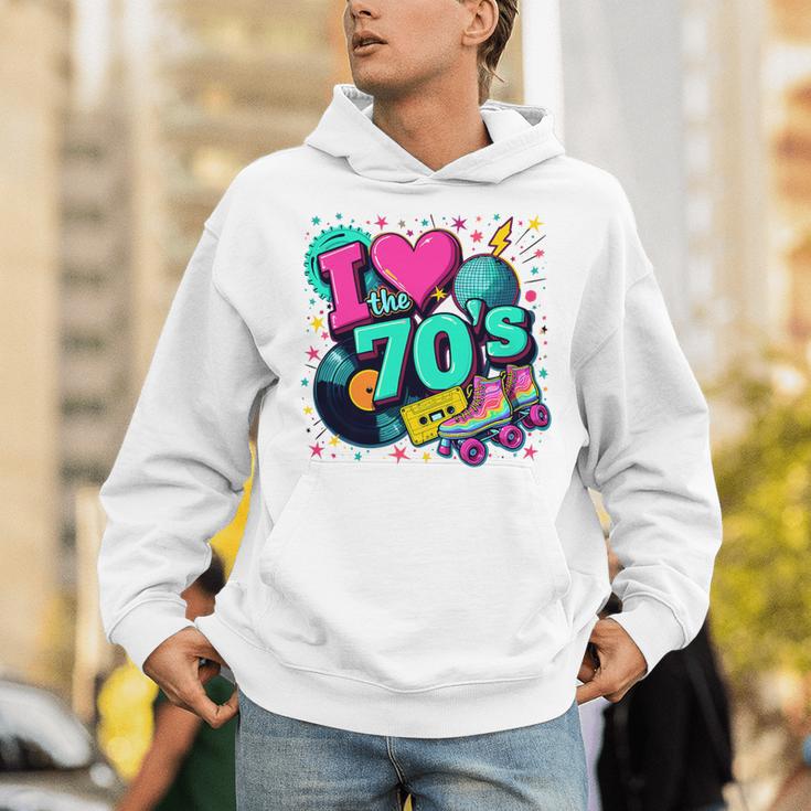 I Love The 70s Retro Cassette Roller Vinyl Disco Nostalgia Premium Tri-Blend Unisex Hoodie