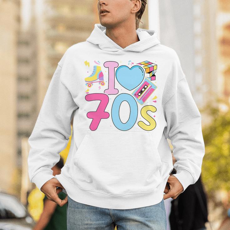 I Love 70's Retro Style Nostalgia Vibe 1970's Party Premium Tri-Blend Unisex Hoodie