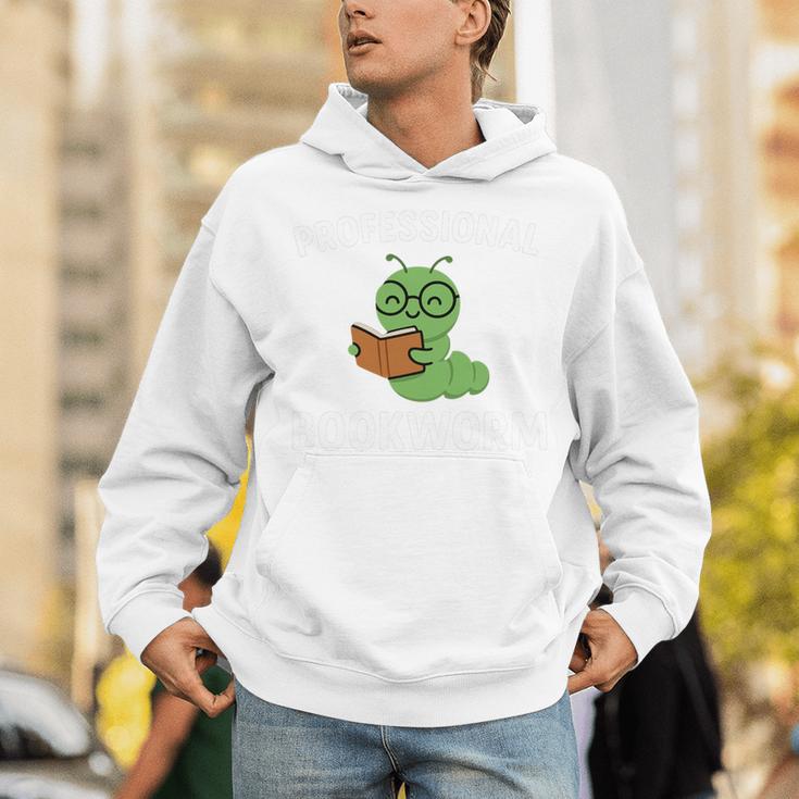 Professional Bookworm Reading Lover Cute Worm Glasses Book Unisex Hoodie