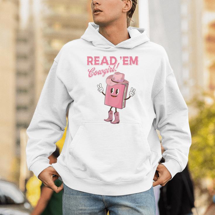 Read 'Em Western Cowgirl Retro Groovy Reading Books Unisex Hoodie Read 'Em Western Cowgirl Retro Groovy Reading Books Unisex Hoodie