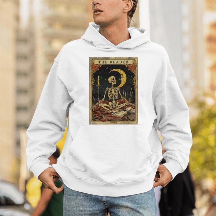 The Reader Tarot Card Book Lover Skeleton Art Goth Style Unisex Hoodie