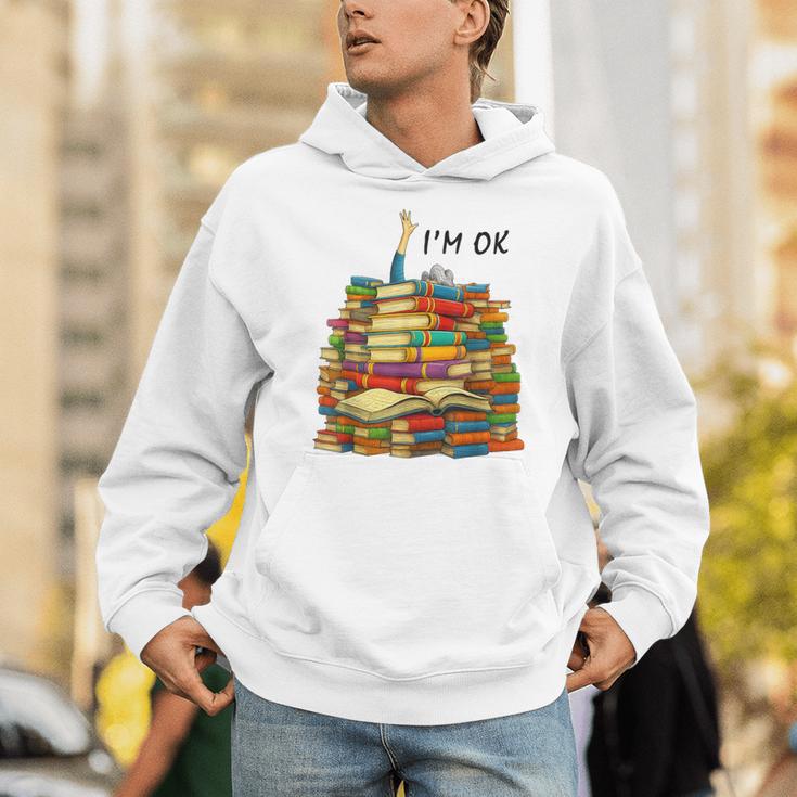 Reading Books Librarian Reader Nerd I'm Ok Teacher School Unisex Hoodie