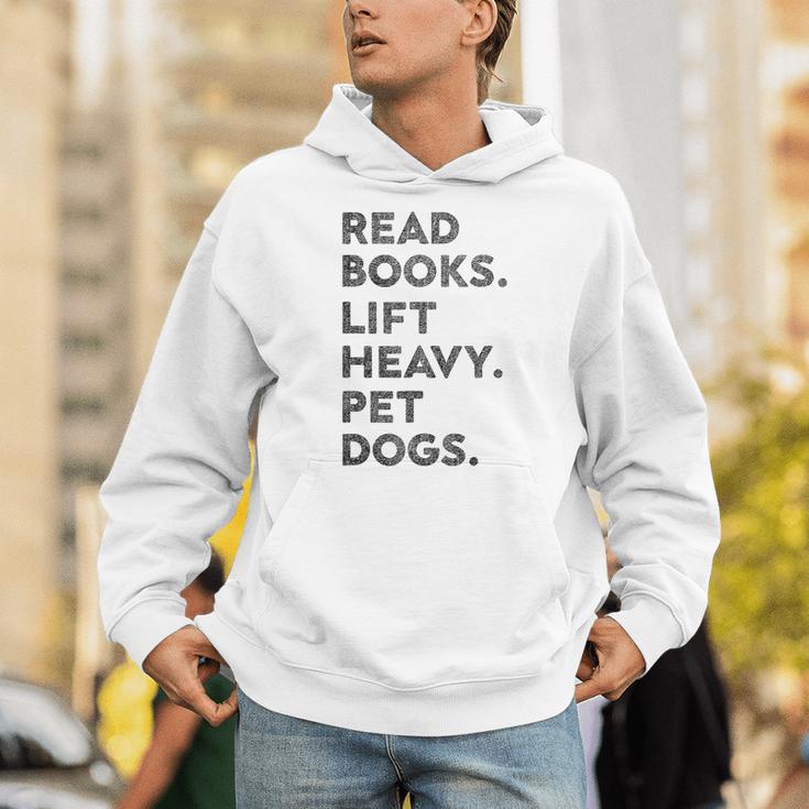 Retro Gym Book Lover Read Books Lift Heavy Pet Dogs Unisex Hoodie