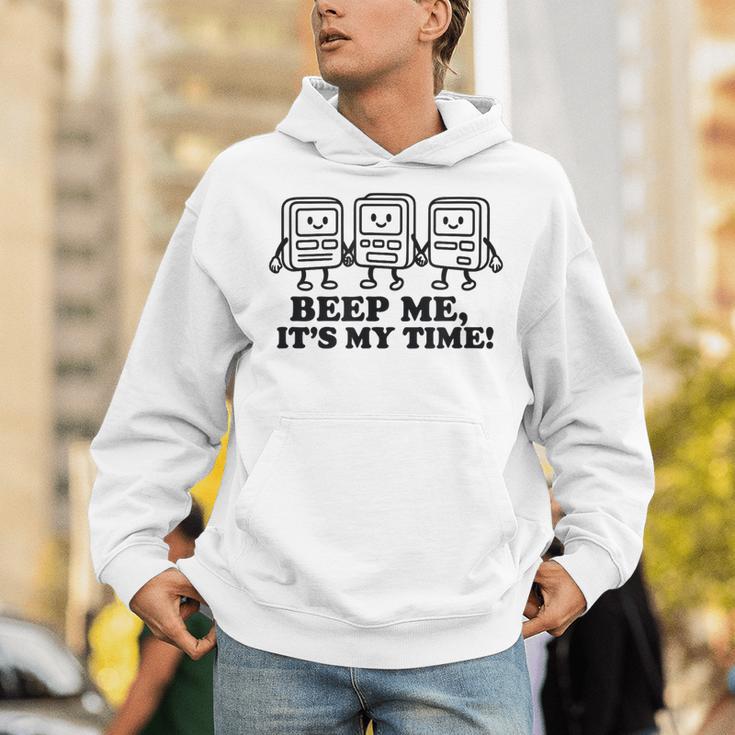 Retro Pager Squad Minimalist Monochrome Cartoon Nostalgia Unisex Hoodie