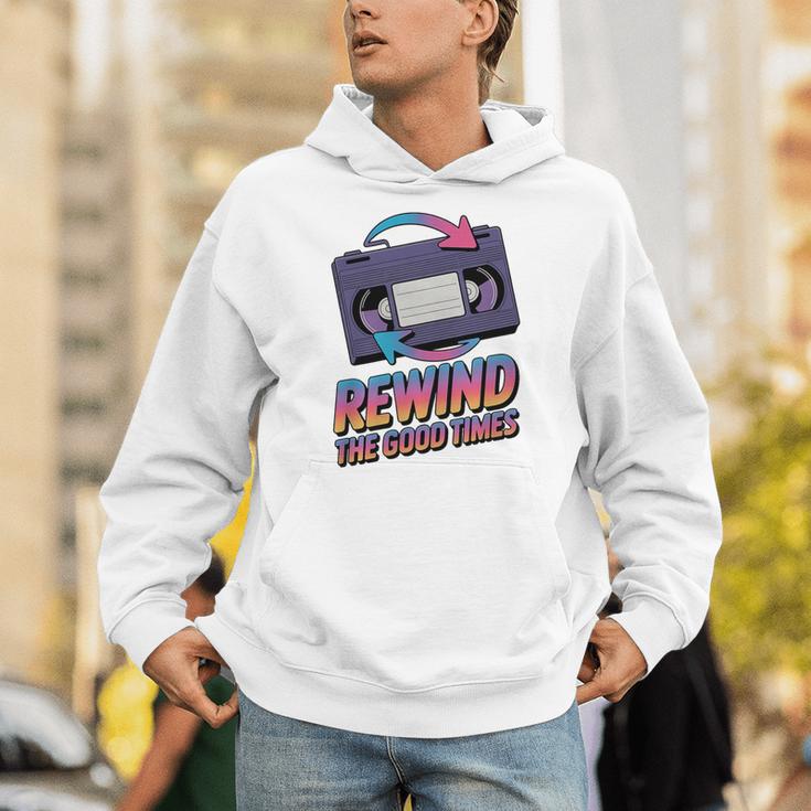 Rewind Good Times Retro VHS Tape Nostalgia 80s 90s Premium Tri-Blend Unisex Hoodie
