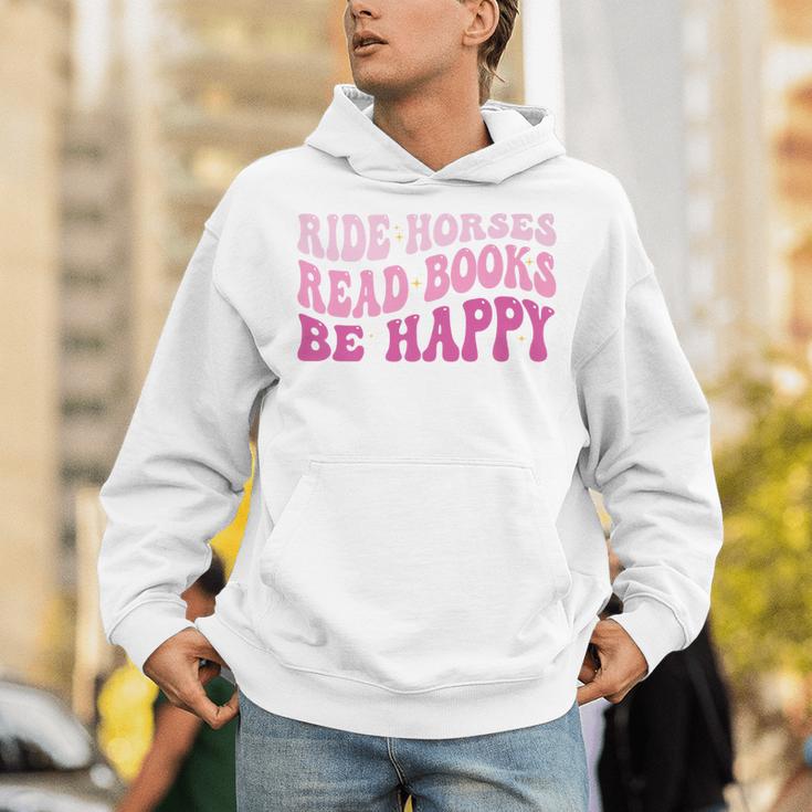Ride Horses Read Books Be Happy Groovy Book Horse Premium Unisex Hoodie