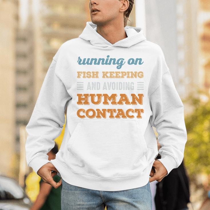 Running On Fish Keeping Social Introvert Humor Vintage Unisex Hoodie