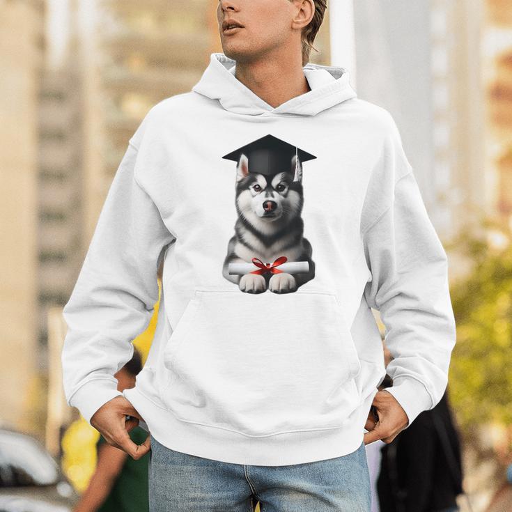 Siberian Husky Dog Graduation Cap Training School Graduate Men Women Kids Unisex Hoodie