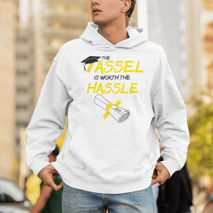 Tassel Worth The Hassle 2018 Graduation Quote Ylw Unisex Hoodie