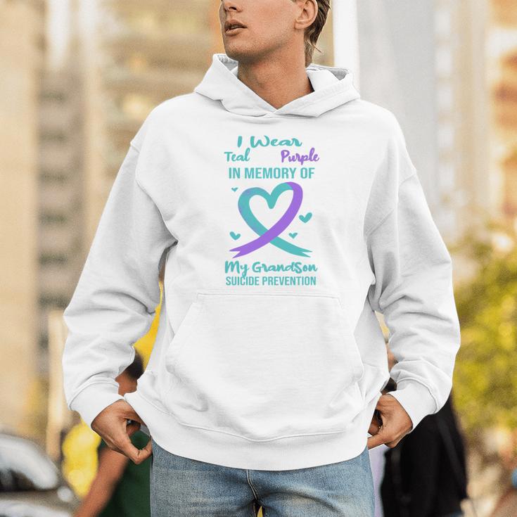 Teal Purple Memory Of Grandson Suicide Prevention Ribbon Unisex Hoodie Teal Purple Memory Of Grandson Suicide Prevention Ribbon Unisex Hoodie