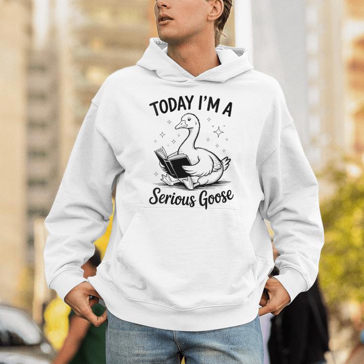 Today I'm A Serious Goose Animal Reading Book Lovers Unisex Hoodie