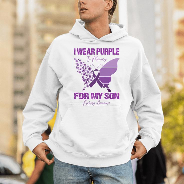 I Wear Purple In Memory For My Son Epilepsy Awareness Ribbon Unisex Hoodie