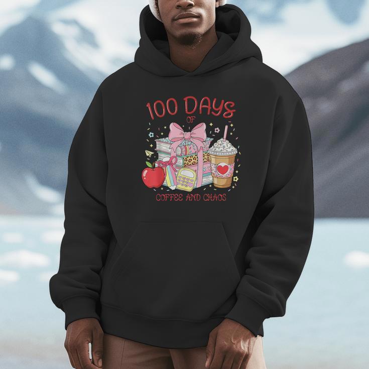 100th Day Of School Teachers 100 Days Of Coffee Chaos Books Unisex Hoodie
