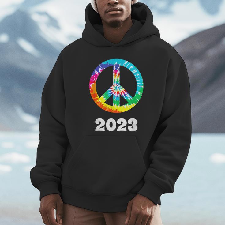 2023 Graduation Class Year Tie Dye Peace Sign Graduate Shirt Unisex Hoodie
