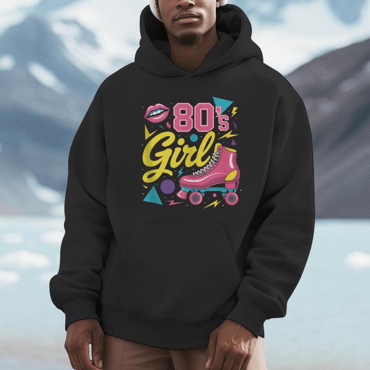 80's Girl Roller Skates Skating Eighties 1980s Nostalgia Unisex Hoodie