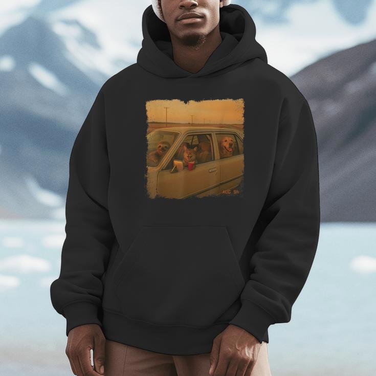 90s Roadtrip Animals Photo Cat Sloth Dog Retro Nostalgia Unisex Hoodie 90s Roadtrip Animals Photo Cat Sloth Dog Retro Nostalgia Unisex Hoodie