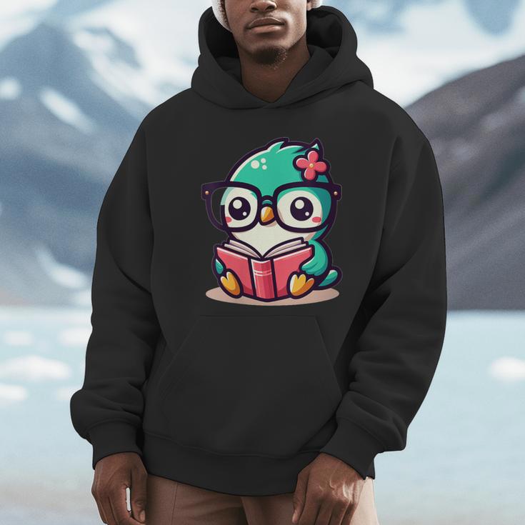 Adorable Book Lover Humming Bird With Reading Glasses Cute Unisex Hoodie