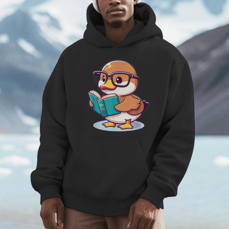 Adorable Book Lover Mallard Duck With Reading Glasses Cute Unisex Hoodie Adorable Book Lover Mallard Duck With Reading Glasses Cute Unisex Hoodie