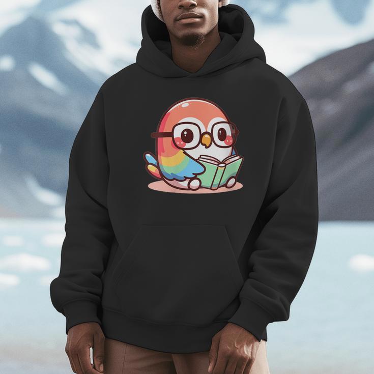 Adorable Book Lover Parrot With Reading Glasses Cute Unisex Hoodie