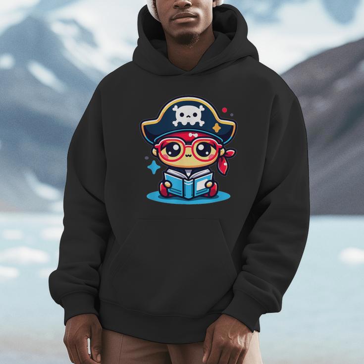 Adorable Book Lover Pirate With Reading Glasses Cute Unisex Hoodie