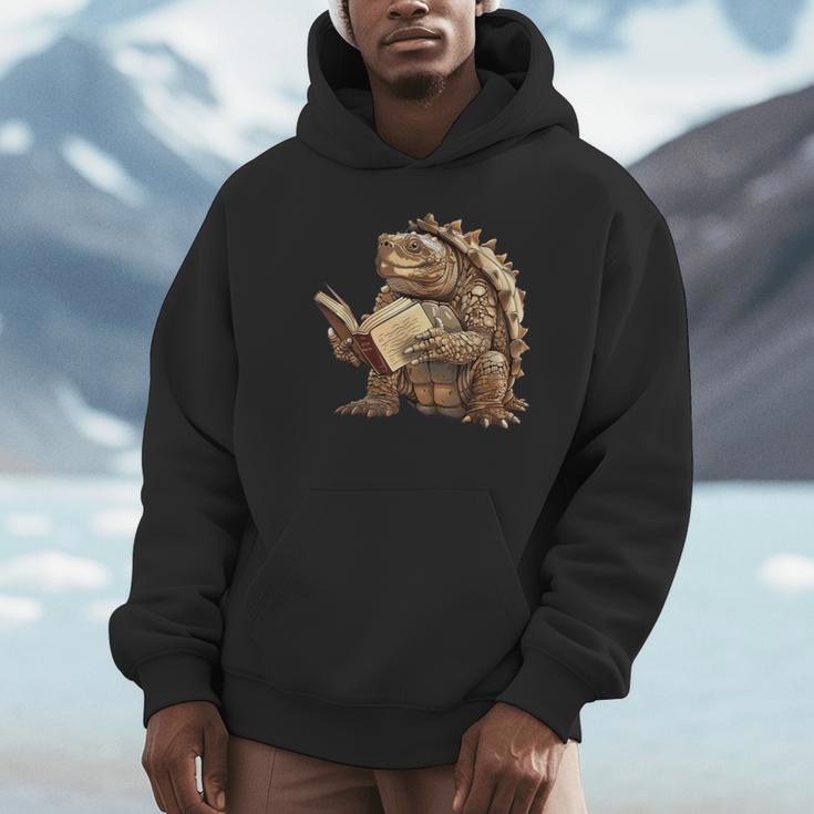 Alligator Snapping Turtle Reading A Book Unisex Hoodie