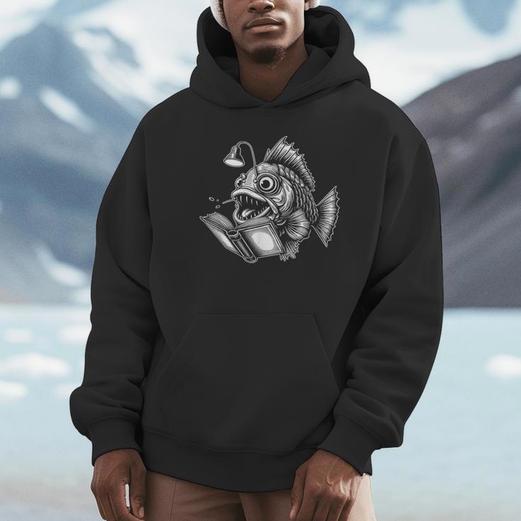 Anglerfish Reading Book Art Unisex Hoodie