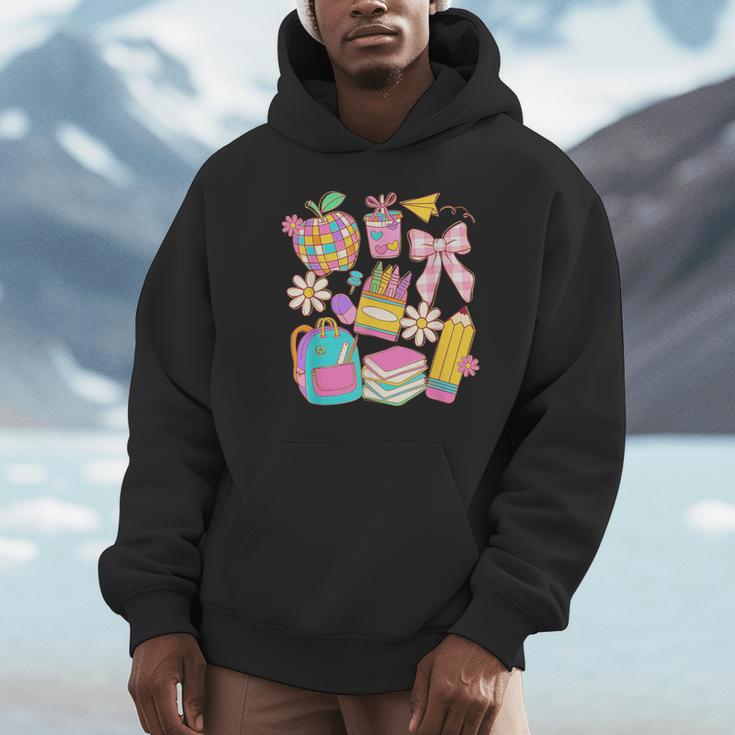 Apple Disco Pencil Books Bow Teacher Student Back To School Unisex Hoodie Apple Disco Pencil Books Bow Teacher Student Back To School Unisex Hoodie