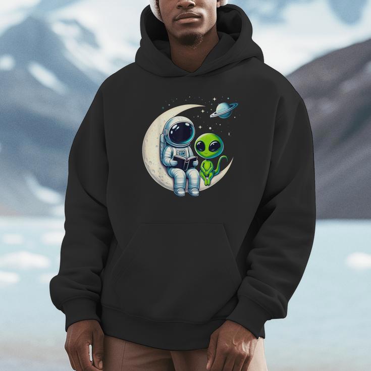 Astronaut Reading Book To Alien Shirt Moon Space Lover Kids Unisex Hoodie Astronaut Reading Book To Alien Shirt Moon Space Lover Kids Unisex Hoodie