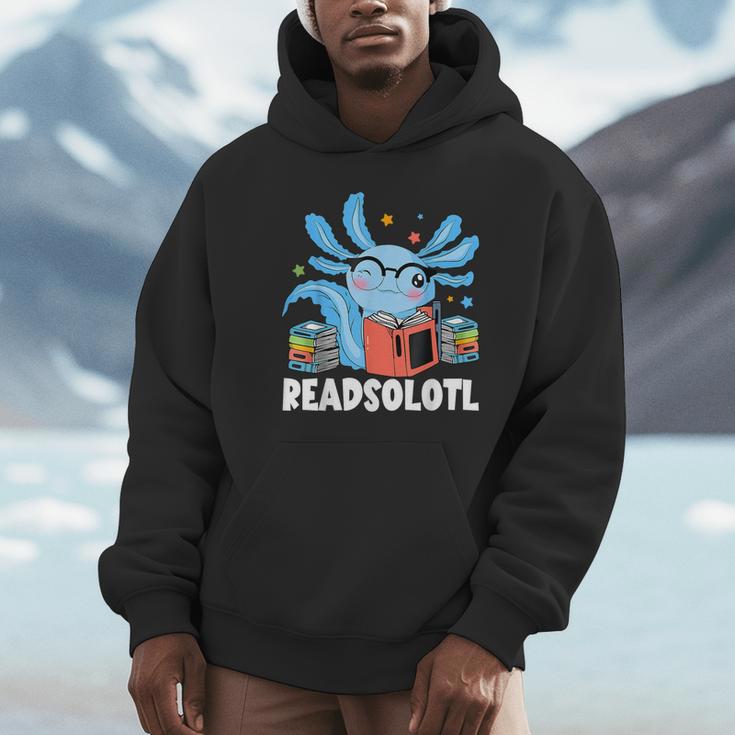 Axolotl Read Book Kawaii Reading Books For Men Women Unisex Hoodie