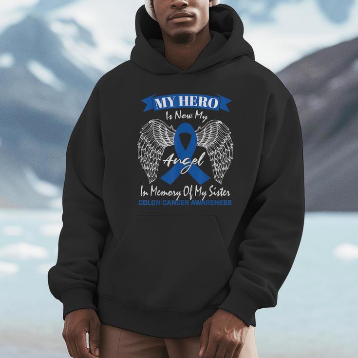 Blue Ribbon In Memory Of My Sister Colon Cancer Awareness Unisex Hoodie