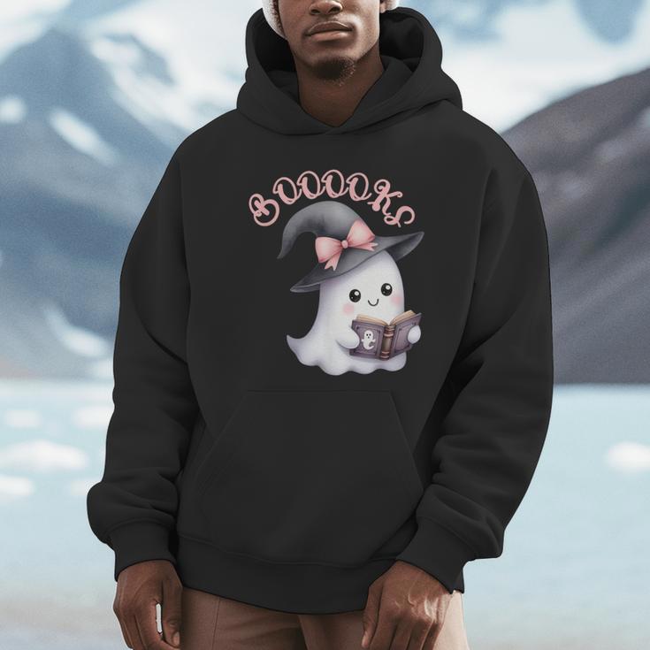 Boo Ghost Books Coquette Bow Halloween Women School Teacher Unisex Hoodie