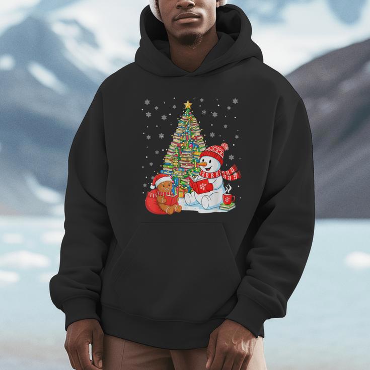 Book Christmas Tree Bookworm Gingerbread Man Snowman Reading Unisex Hoodie Book Christmas Tree Bookworm Gingerbread Man Snowman Reading Unisex Hoodie