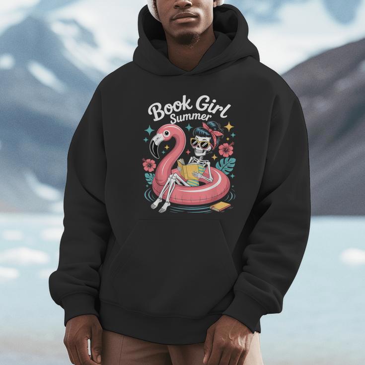 Book Girl Summer Skeleton Reading Books Lovers Beach Unisex Hoodie