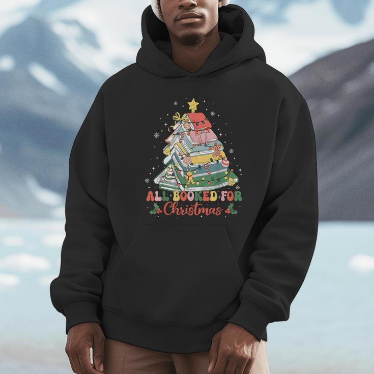 All Booked For Christmas Book Lovers Xmas Tree Lights Unisex Hoodie