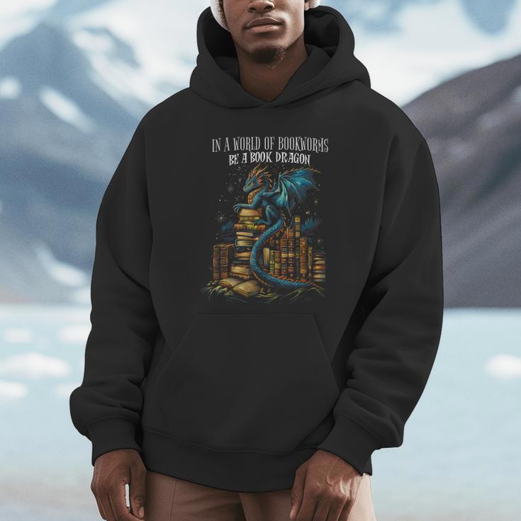 Bookish Quote In a World Of Bookworms Be a Book Dragon Unisex Hoodie Bookish Quote In a World Of Bookworms Be a Book Dragon Unisex Hoodie