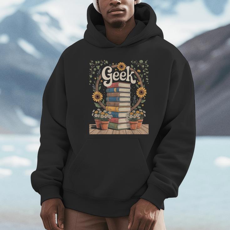 Books Geek Sunflower Floral Cute Vintage Books Reader Lover Unisex Hoodie