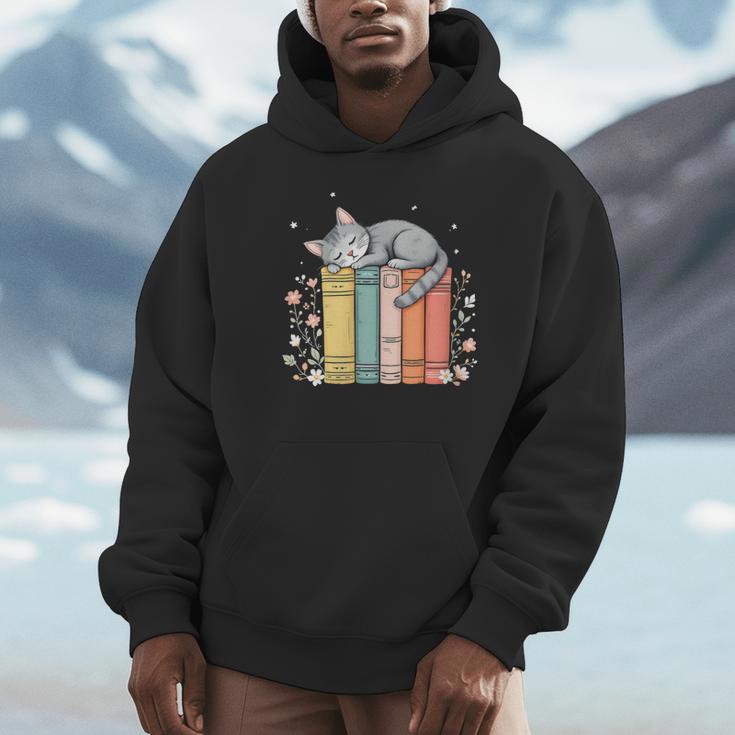 Books Lover Cute Sleepy Cat Relax Reading Vibe Unisex Hoodie Books Lover Cute Sleepy Cat Relax Reading Vibe Unisex Hoodie