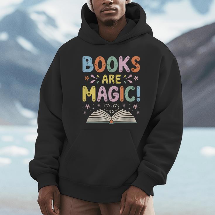 Books Are Magic Whimsical Retro Bookworm Unisex Hoodie