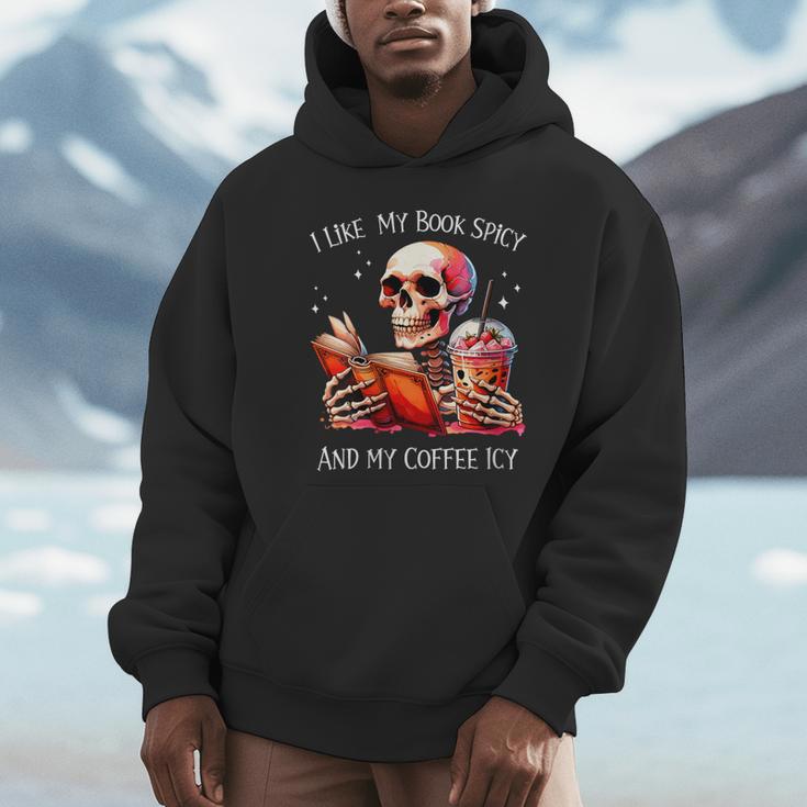 I Like My Books Spicy And My Coffee Icy Skeleton Unisex Hoodie