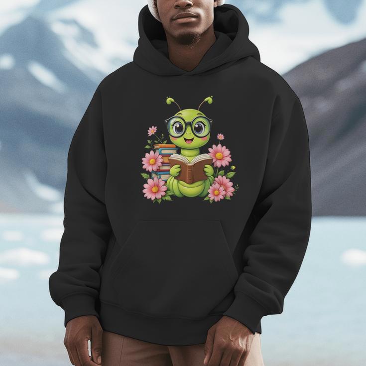 Bookworm Costume Kawaii Reading Worm For World Book Day Unisex Hoodie