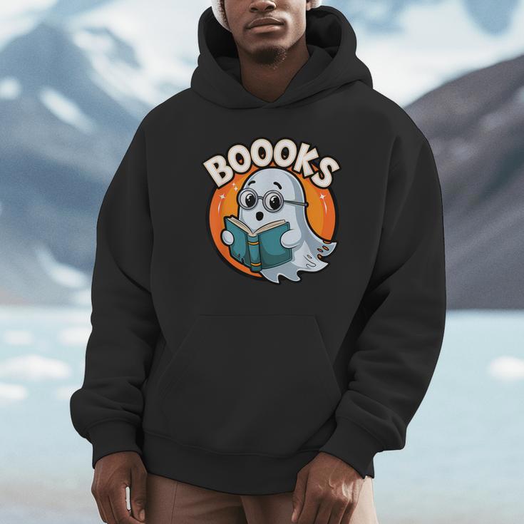 BOOOKS Cute Ghost Reading Books Halloween Unisex Hoodie